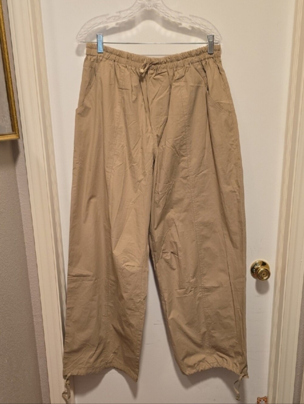 2 Glam Neutral Beige Cargo Track Pants